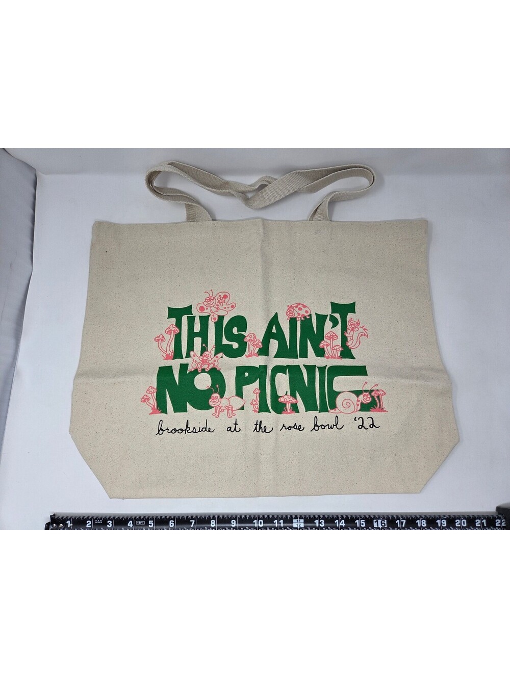 Brookside This Ain't No Picnic Canvas Tote Bag Rose Bowl 22